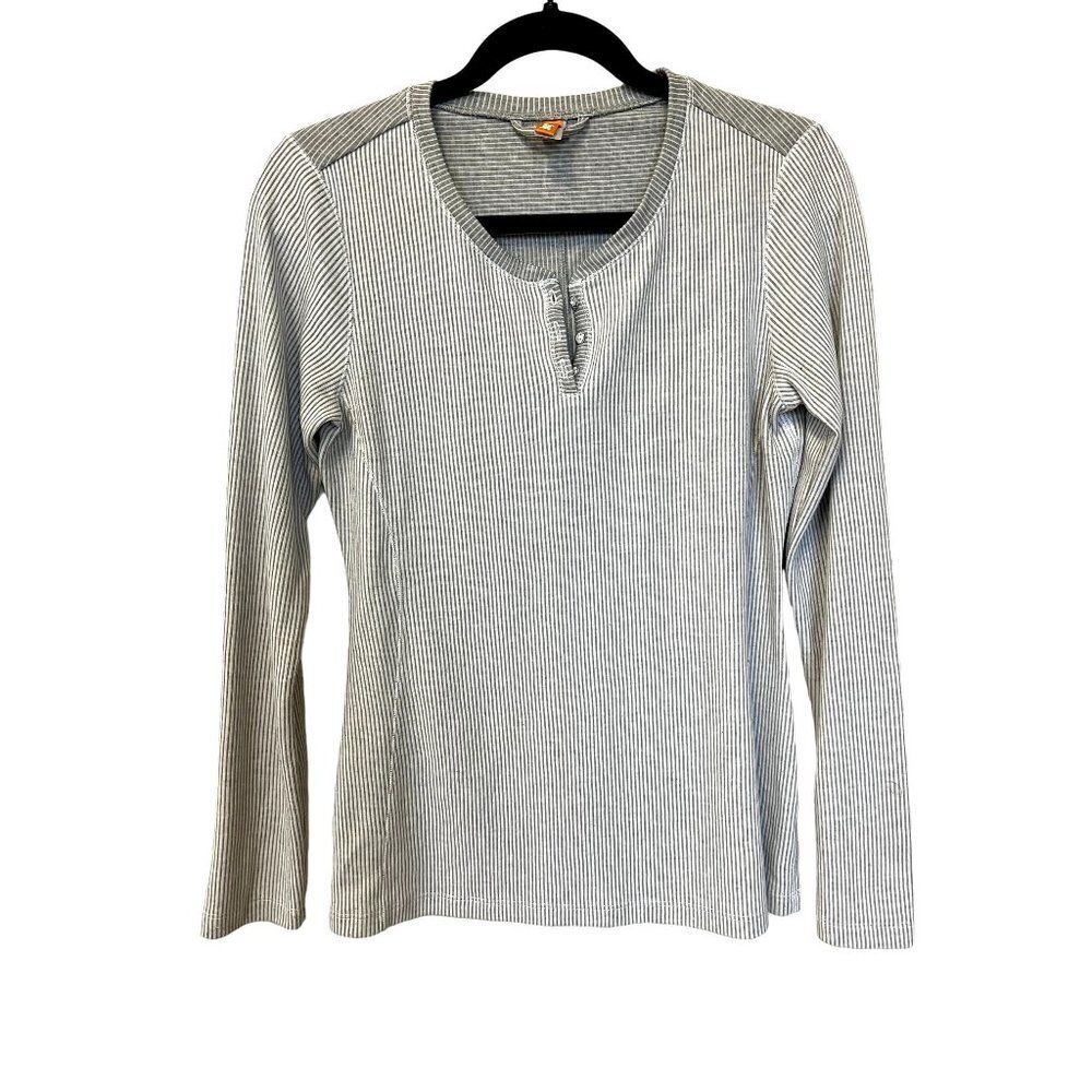 Lucy Grey & White Striped Long Sleeve Top SIze M